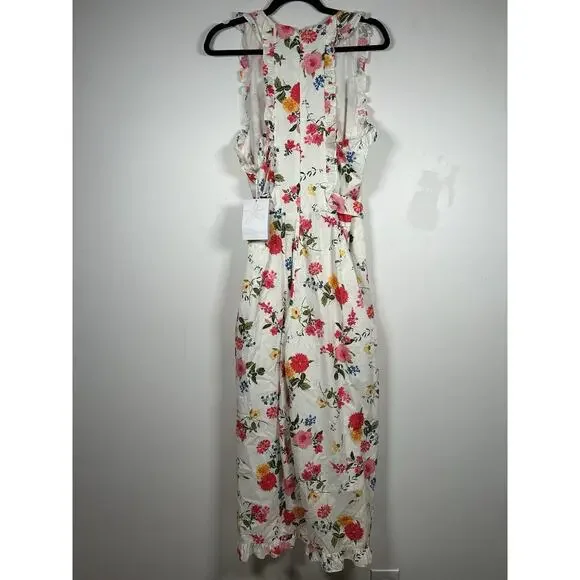 NWT Gal Meets Glam Beverly White Floral Cropped Jumpsuit Women's Size 14 - Picture 6 of 11